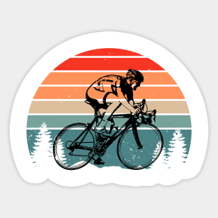 Cyclist vintage retro sunset style Sticker